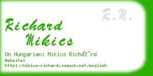 richard mikics business card